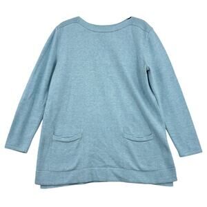 J. Jill Tunic Sweater Womens Size M Blue Cotton Wool Blend Pullover with Pockets